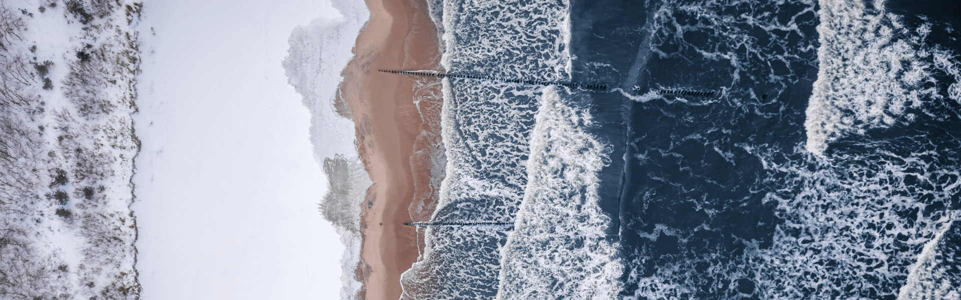 Snowy beach in Winter