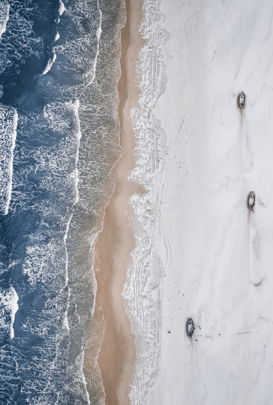 Snowy beach in Winter